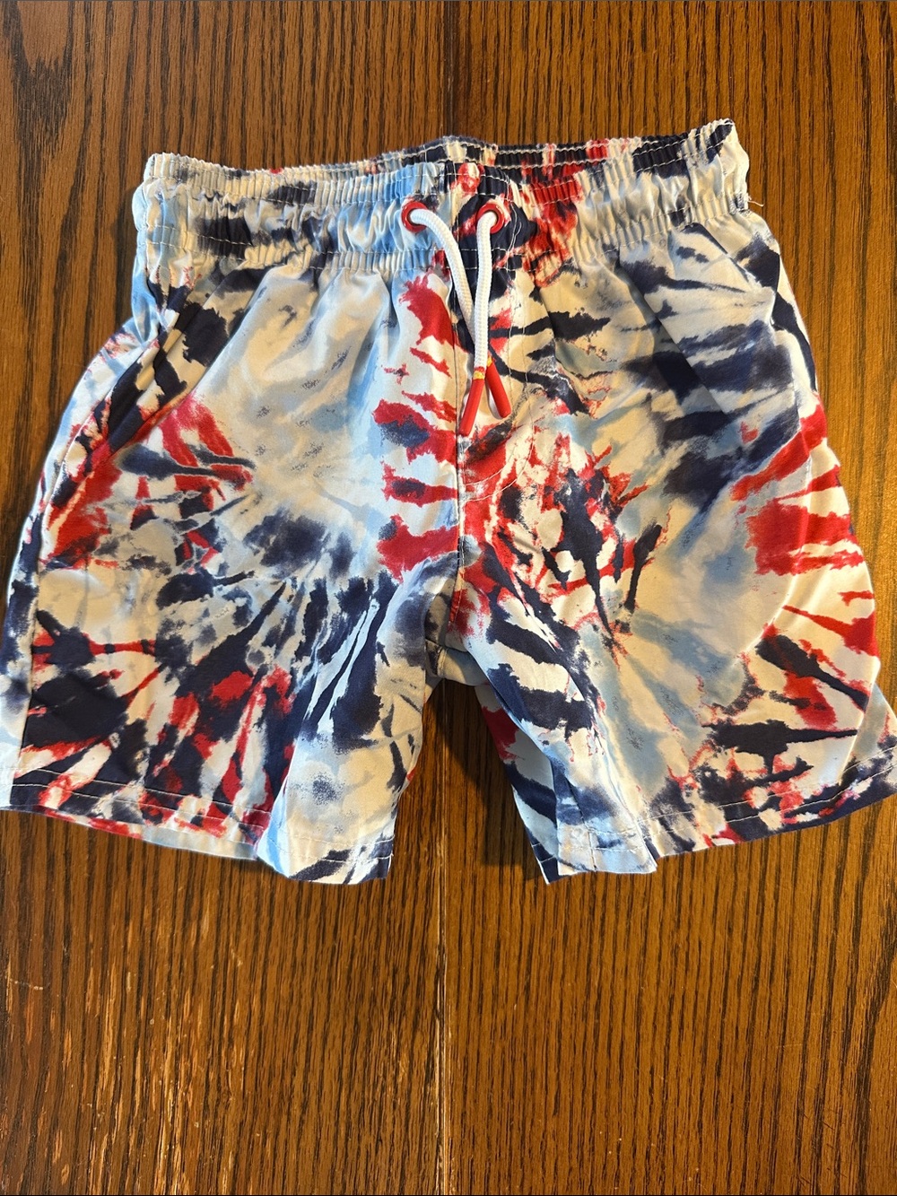 Boys Tie-Dye Swim Trunks - Red & Blue
